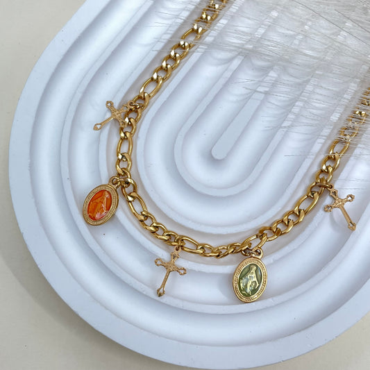 COLLAR MILAGROSA NARANJA - GOLD