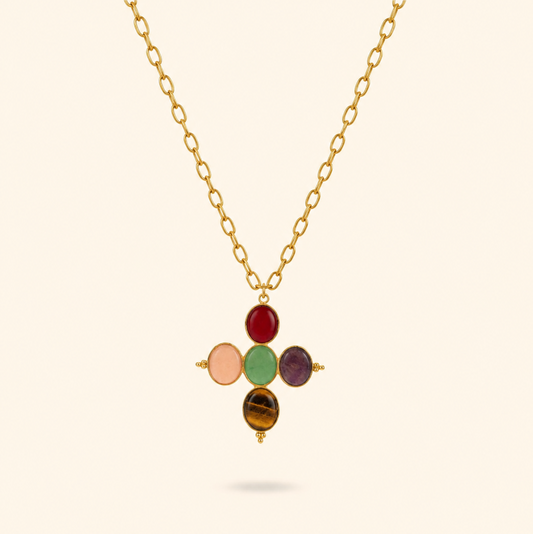 COLLAR CRUZ PIEDRAS - GOLD