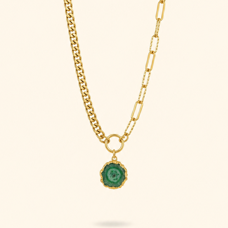 COLLAR ÁGATA VERDE - GOLD