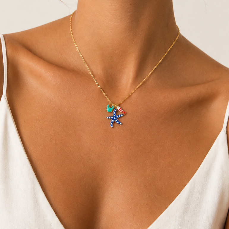 COLLAR MAREA AZUL - GOLD
