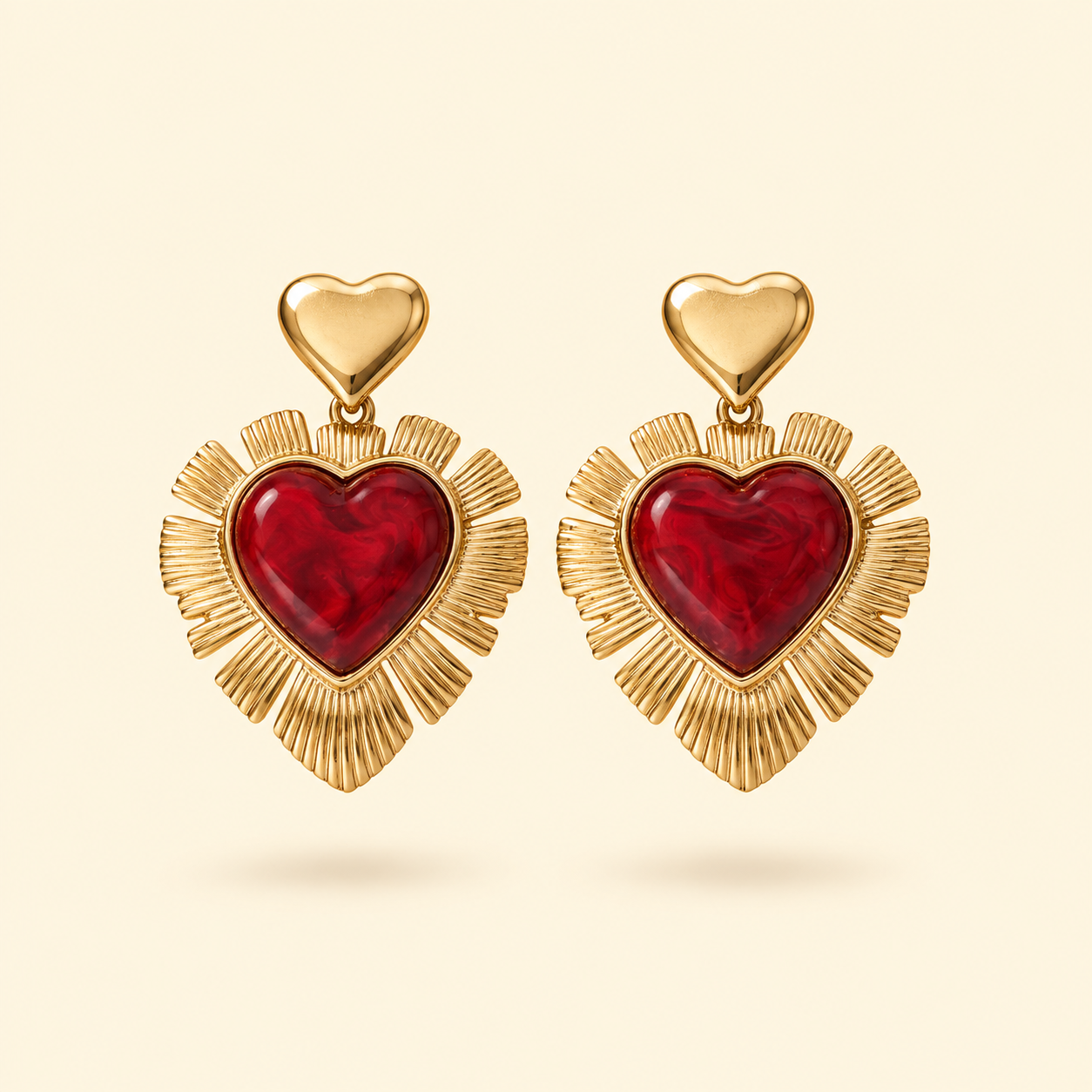PENDIENTES PASIÓN ROJA - GOLD