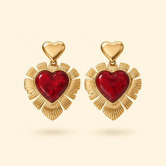 PENDIENTES PASIÓN ROJA - GOLD