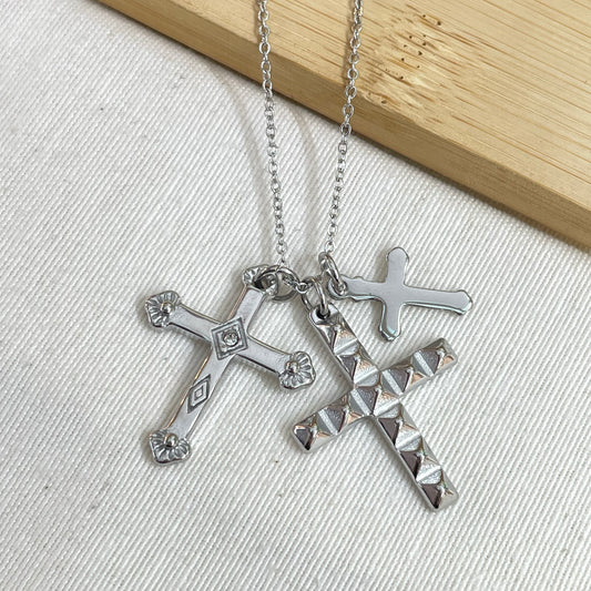 COLLAR TRIPLE CRUZ - SILVER