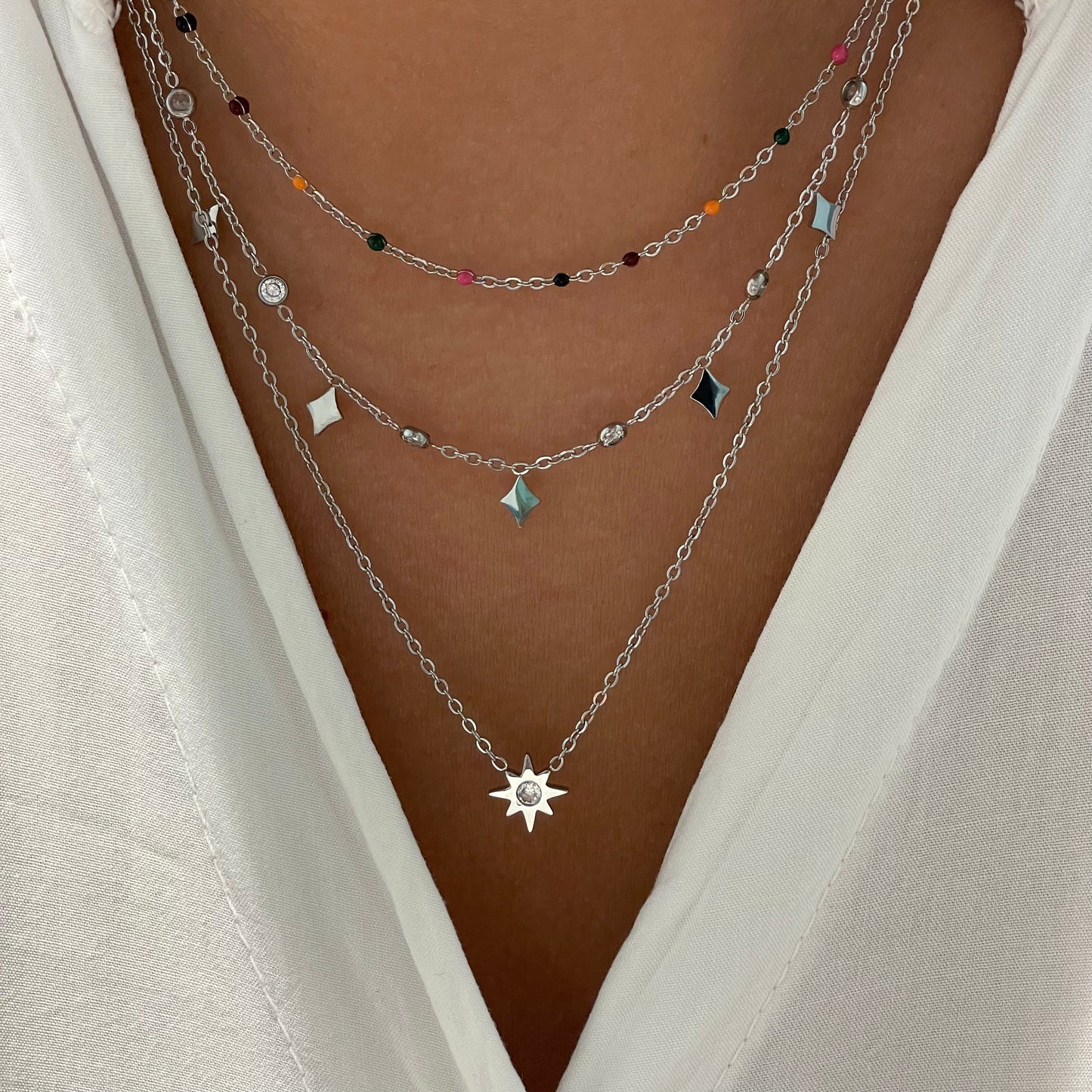 COLLAR TRIPLE COLOR - SILVER