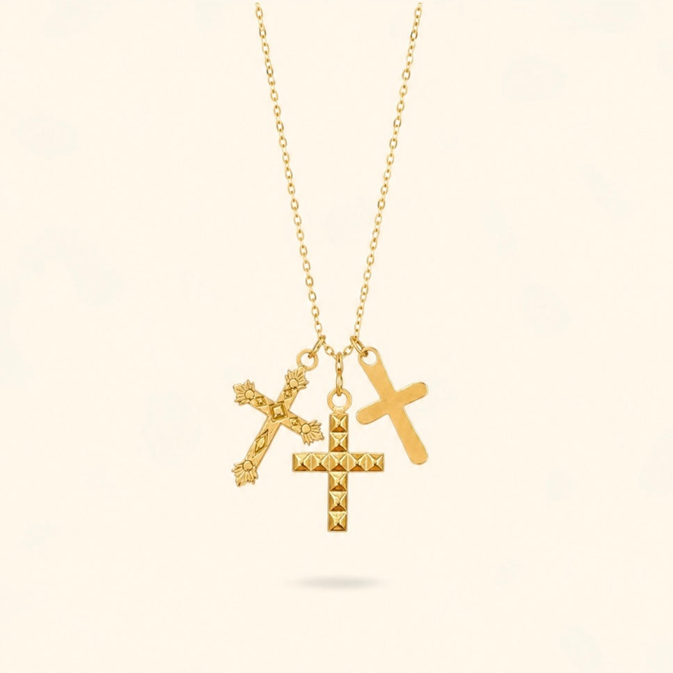 COLLAR MINI TRIPLE CRUZ - GOLD