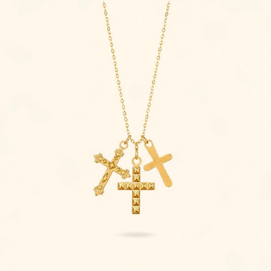 COLLAR MINI TRIPLE CRUZ - GOLD