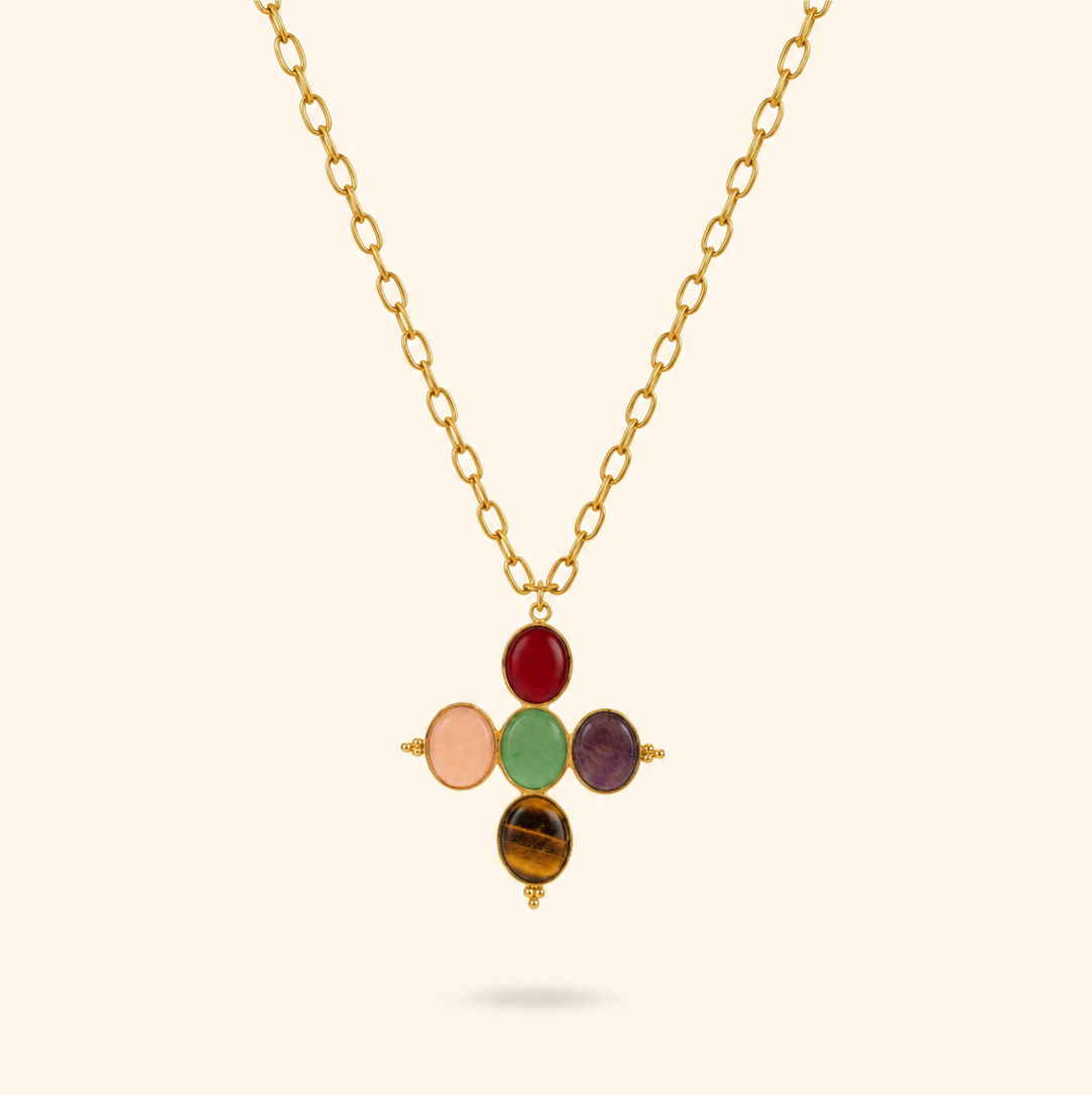 COLLAR CRUZ PIEDRAS - GOLD