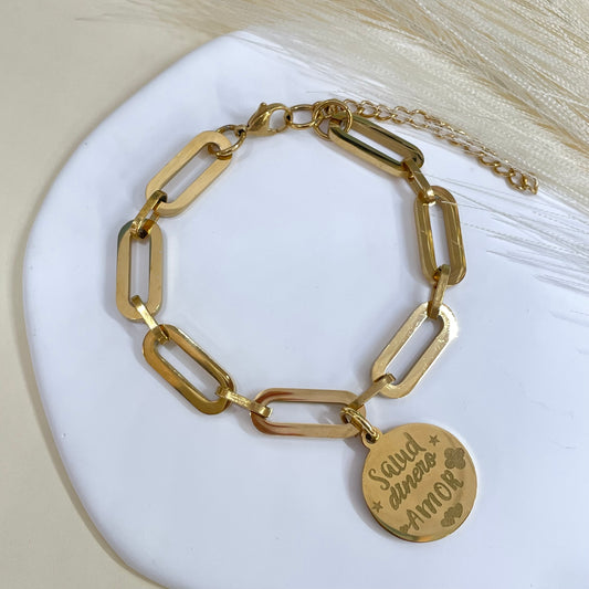 PULSERA ESLABONES SALUD - GOLD