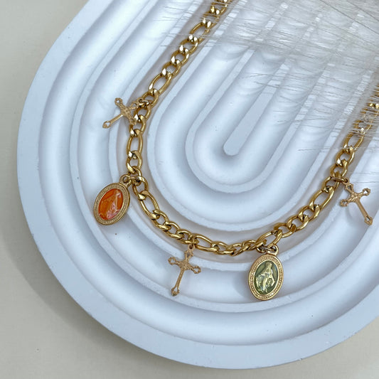 COLLAR MILAGROSA NARANJA - GOLD