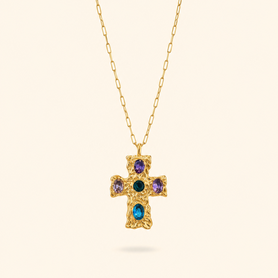 COLLAR CRUZ ZIRCON COLOR - GOLD