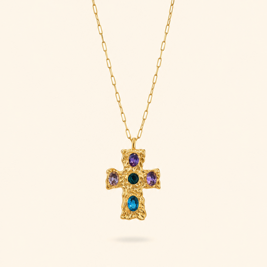 COLLAR CRUZ ZIRCON COLOR - GOLD