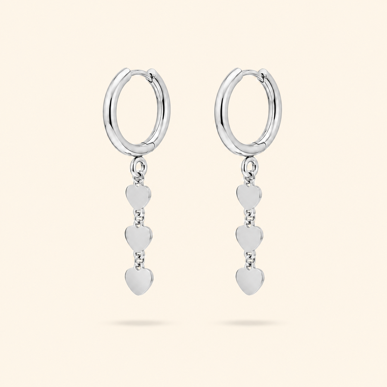 LARGOS CORAZONES MINI - SILVER