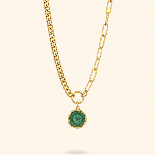 COLLAR ÁGATA VERDE - GOLD