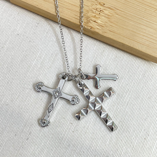 COLLAR TRIPLE CRUZ - SILVER